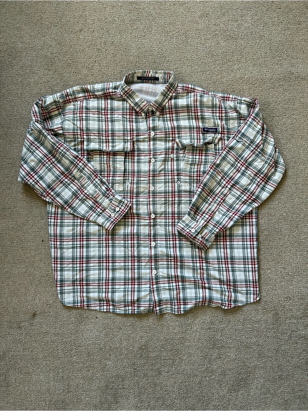Columbia Performance Fishing Gear Super Bahama Long Sleeve Plaid Mens Shirt 2XL